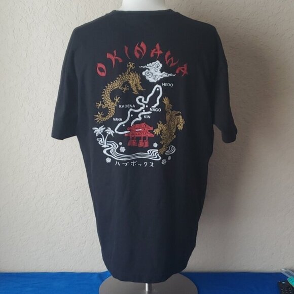 Habu Box LL Black Okinawa Beach unisex Japanese Hand Painted tshirt - Picture 3 of 7